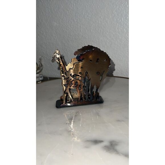 Metal Giraffe Napkin Holder Africa Inspired Metal Art Design Mail Card Holder - Picture 3 of 5